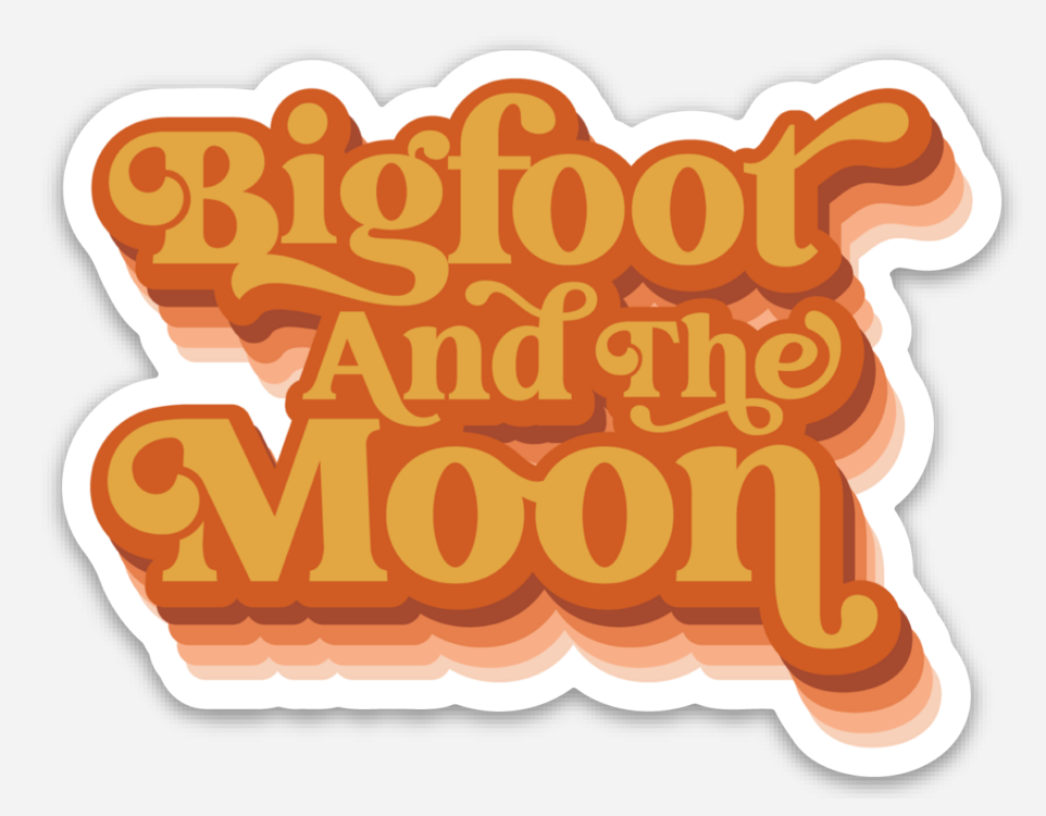 Bigfoot And The Moon Dark Orange Sticker
